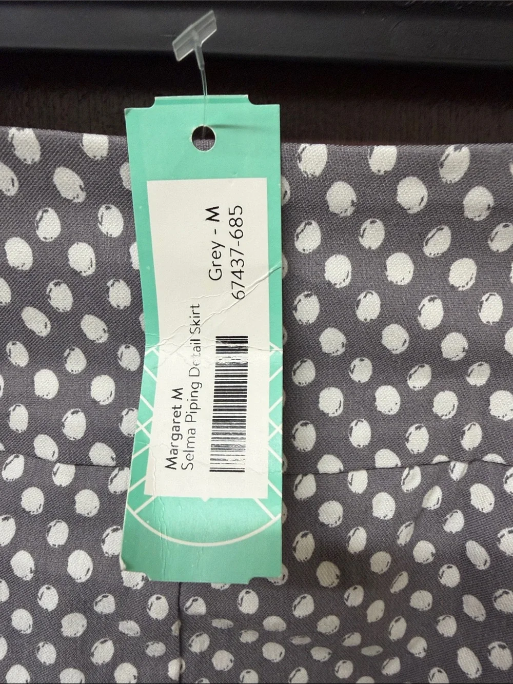 Margaret M Gray Pencil Skirt with White Polka Dots